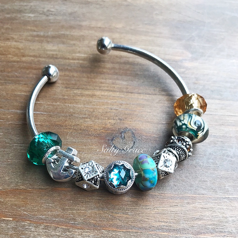 Aquamarine sterling silver Ocean magic charm
